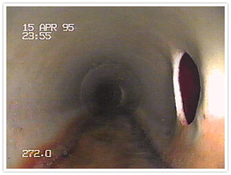 Sewer camera inspection from inside the pipeline